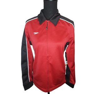 Speedo Black & Maroon Full Zip Jacket Warm Up Size Small Women's